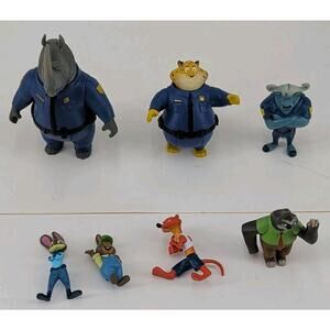 Disney World of Zootopia 7 Figures Toy Lot Set Cake Toppers 2 Tomy Judy Hopps